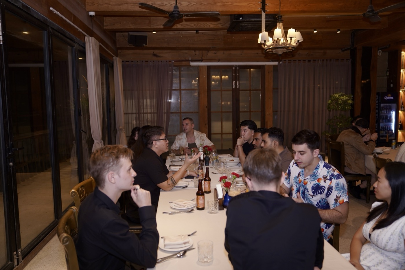 Late in the evening at the dinner